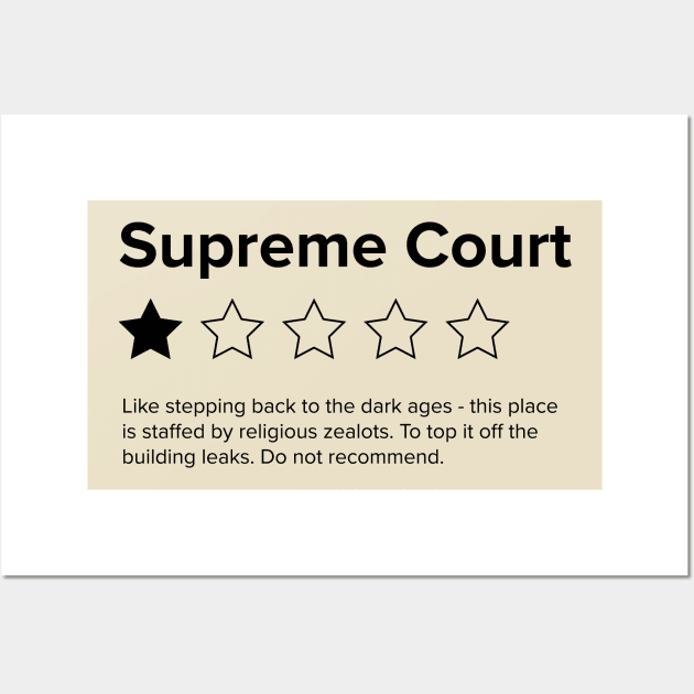 Supreme Court Review, One Star, do not recommend. Pro choice, save Roe vs Wade Wall Art by YourGoods